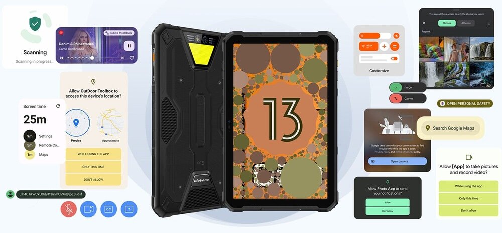 ULEFONE Armor Pad 2 tablet Android 13 personalizacja bezpieczeństwo