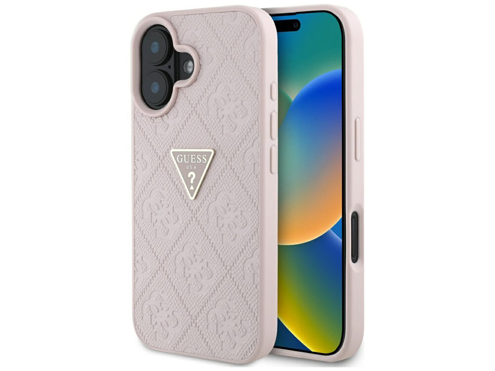Etui Guess Hot Stamp 4G Pattern Triangle Metal Logo Pokrowiec pokazany z obu stron pokrowiec etui case telefon smartfon