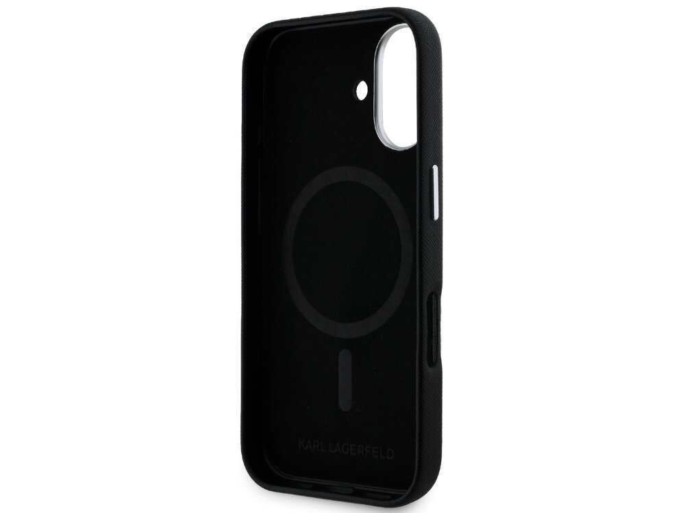 Etui Karl Lagerfeld Saffiano Full Wrapped Elongated Metal Logo MagSafe
            etui wewnątrz ochrona krawędzie porty przyciski magsafe bezprzewodowe