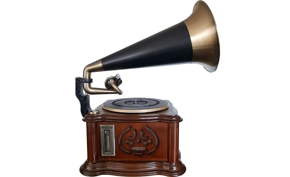 Gramofon SOUNDMASTER NR917 Bluetooth odtwarzanie USB SD MP3 smartfon tablet, gramofon z boku na białym tle