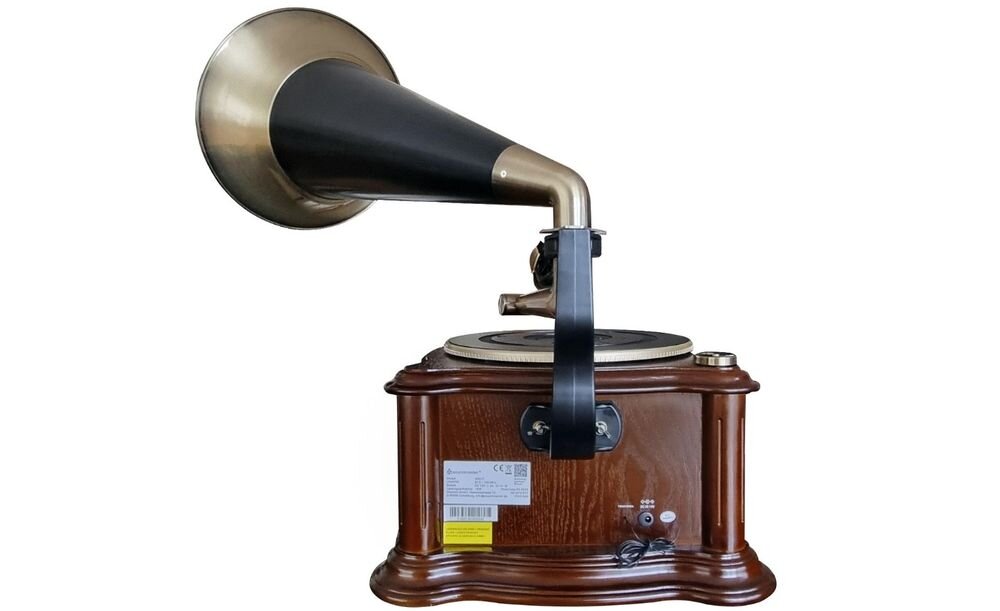 Gramofon SOUNDMASTER NR917 nagrywanie USB SD archiwizacja płyt kaset, gramofon od tyłu na białym tle