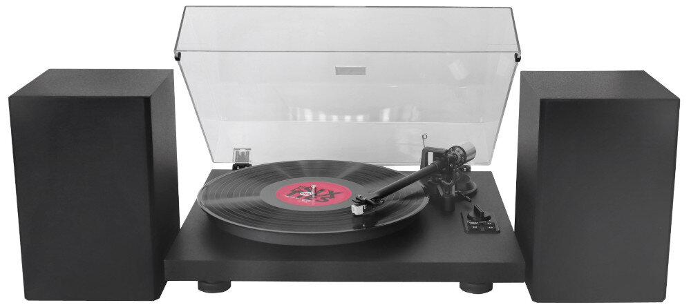 Gramofon SOUNDMASTER PL711SW napęd paskowy prędkość 33 45 RPM, gramofon od frotnu na białym tle