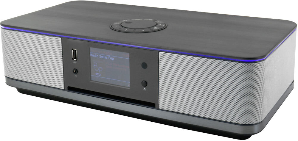 Wieża SOUNDMASTER ICD2023SW system audio EliteLine aluminiowe panele elegancka konstrukcja, wieża po skosie na białym tle