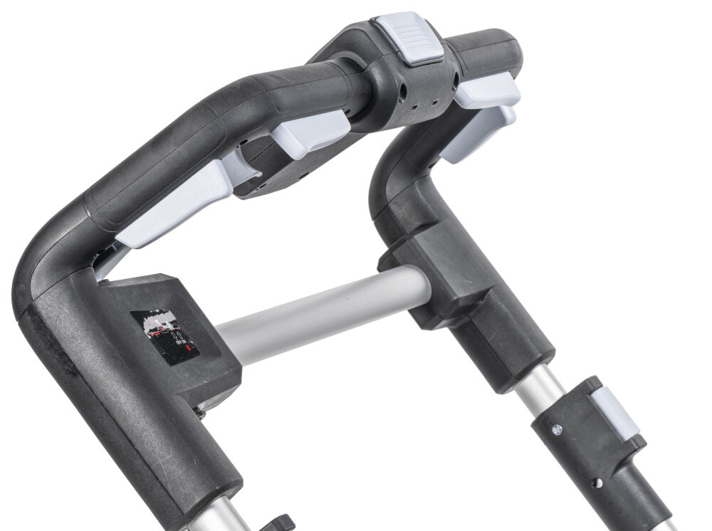 Kosiarka akumulatorowa DEDRA DED6998X z napędem zbliżenie na uchwyt komfortowy uchwyt miękkie wykończenie pewny chwyt chroni dłonie przed odciskami i otarciami regulacja wysokości