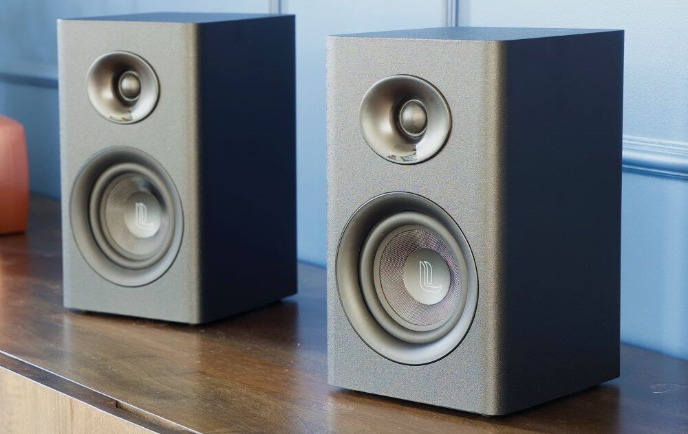 Kolumny głośnikowe LAUDBERG XS1B Bluetooth HDMI ARC USB DAC kompaktowe, kolumny stojące na komodzie