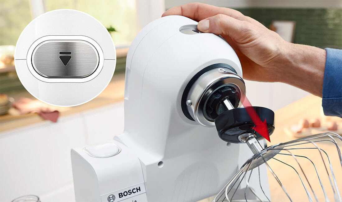 Robot kuchenny planetarny BOSCH MUMS6EW22 z wagą, timerem, blenderem kielichowym i rozdrabniaczem Łatwa wymiana mieszadeł proste użytkowanie