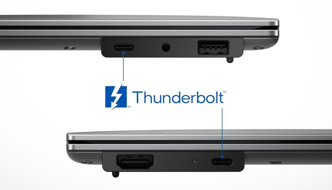 Porty Thunderbolt w laptopie Lenovo ThinkPad z oznaczeniem interfejsu USB-C i HDMI - Thunderbolt 4 
