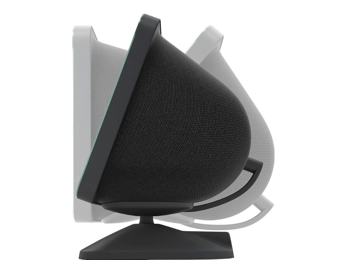 Uchwyt do AMAZON Echo Show 8 (3 gen.) z USB-C Czarny, obrót, nachylenie, ładowanie, estetyka, Boczny widok podstawki z regulacją nachylenia