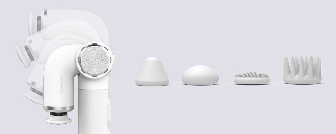 Masażer ręczny KICA FeiyuTech Evo mini Biały Kompaktowy i mobilny masażer perkusyjny generujący dźwięk poziom waga  cichy i lekki długi uchwyt regulowana głowica odchylenie profesjonalny masaż