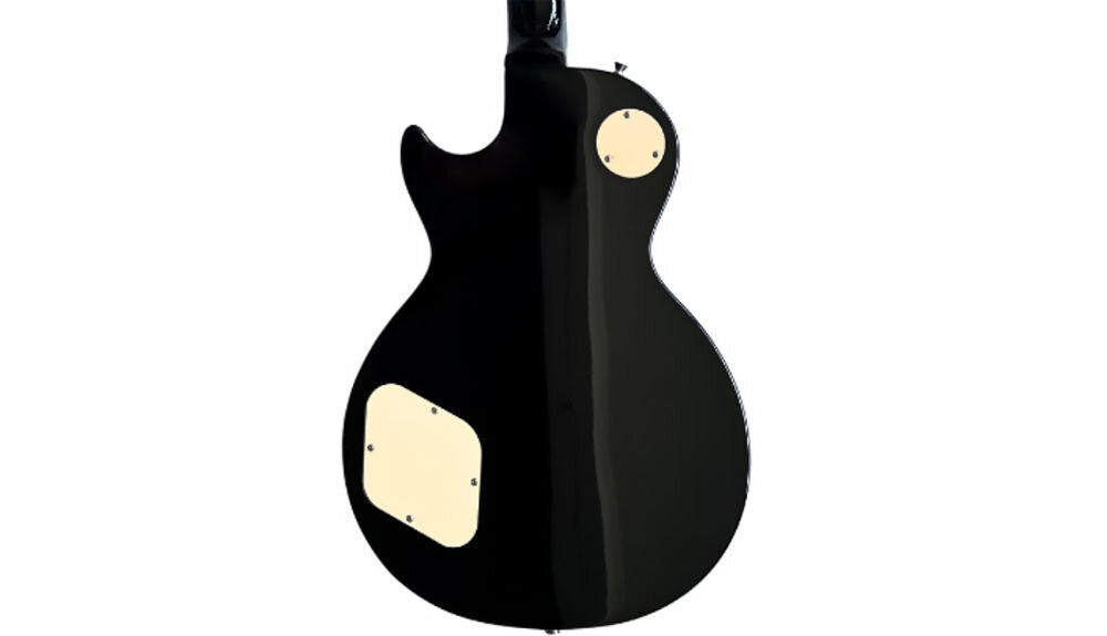 Gitara elektryczna V-TONE VLP1 BK 4/4 lekka z markerami progów dla uczniów, tył korpusu gitary na białym tle
