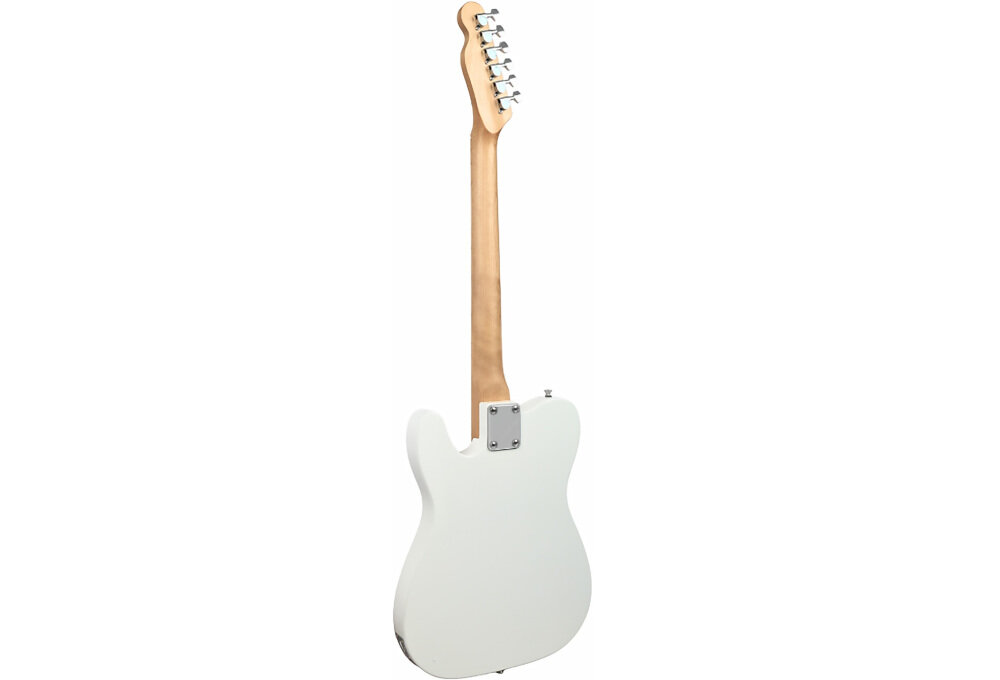 Gitara elektryczna V-TONE ETL39 WH 4/4 - Pełna kontrola nad dźwiękiem, główka gitary od tyłu po skosie