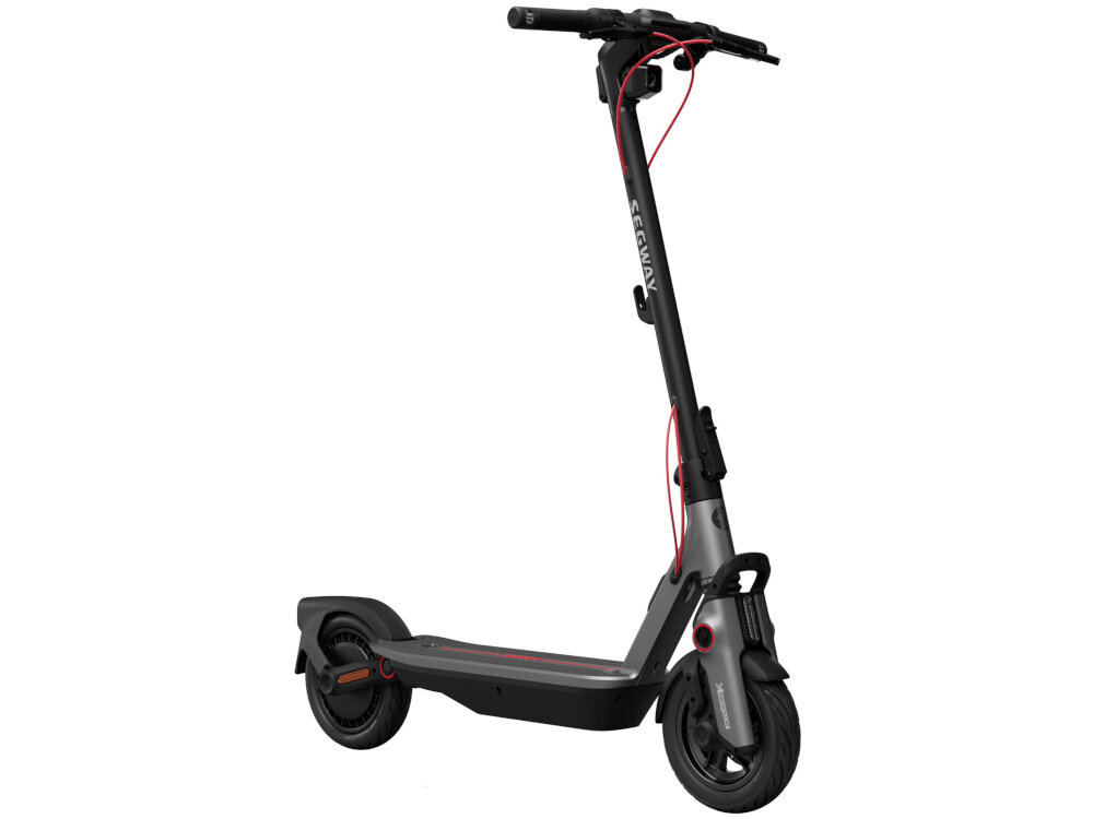 Hulajnoga elektryczna SEGWAY Ninebot F3 Pro D 70km 1200W Amortyzacja 10 cali Czarny hulajnoga na białym tle widoczna od przodu pod skosem bateria o pojemności 10,2 Ah zasięg do 70 km bateria litowo-jonowa napięcie 46,8 V czas ładowania około 8 godziny