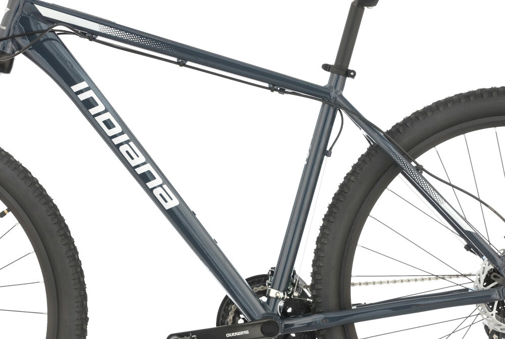 Rower górski MTB INDIANA X-Pulser 2.9 M17 29 cali męski Grafitowo-srebrny zbliżenie na ramę 17-calowa aluminiowa ramę rower zwinny lekki łatwo go podnieść odporność na korozję wybor rozmiaru ramy Twój wzrost mierzony w zrelaksowanej pozycji typ roweru dla osób o wzroście od 165 do 174 cm