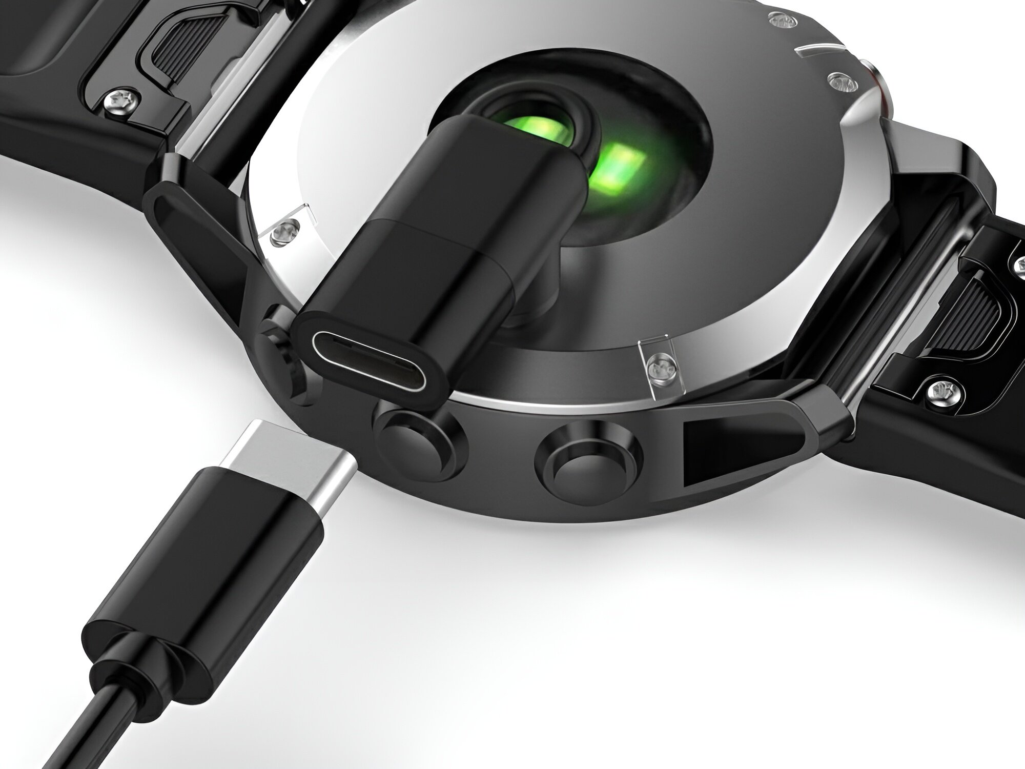 Adapter MajesticLine USB-C do Garmin
adapter podłączony do zegarka przejściówka końcówka złącze