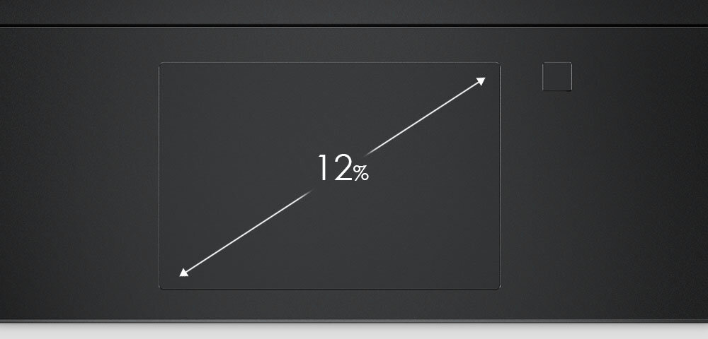 Zbliżenie na powiększony touchpad. Powiększony touchpad