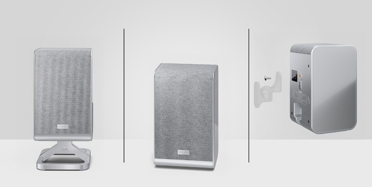 Kolumny głośnikowe SHARP HT-SPR52021 swoboda ustawienia montaż bezprzewodowy, kolumna głośnikowa na podstawce, bez podstawki oraz z uchwytem ściennym