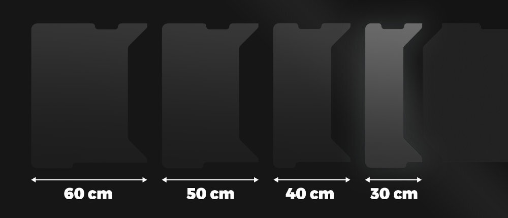 Blat boczny GENESIS Holm Modular różnym wariantom poszerzeń 30 cm, 40 cm, 50 cm i 60 cm pełnej kompatybilności łatwy montaż stabilność konstrukcji