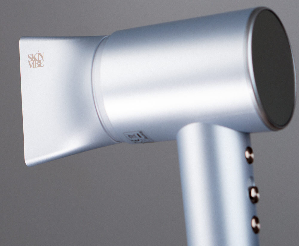 Suszarka SKINVIBE Aurea Family X Plasma SV-001SL Srebrny 1600W nasadki do każdej stylizacji dostosowanie magnetyczne nasadki Koncentrator dyfuzor końcówka zwiększająca objętość