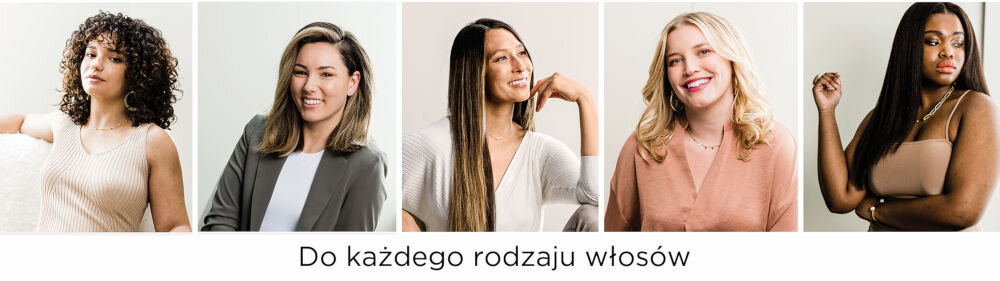 Suszarko-lokówka SHARK HD426EU Flexstyle Czarny 32 mm 1400 W białe tło 5 kobiet loki proste włosy długie krótkie eleganckie robiące wrażenie do suszenia i stylizacji 5 różnorodnych nasadek 3 poziomy temperatury i prędkości nawiewu funkcja Flex tworzenie obłędnych fryzur obrotowy kabel 3 m wygoda swoboda ruchów