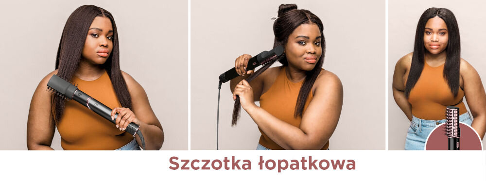 Suszarko-lokówka SHARK HD426EU Flexstyle Czarny 32 mm 1400 W kobieta przejeżdża nakładką prostującą po włosach proste wygładzone włosy szczotka łopatkowa prostowanie wygładzanie jednocześnie włókna wygładzające naprężenie prostowanie wygładzanie nabłyszczanie włosów włókna rozplątujące do rozczesywania i rozplątywania wszechstronna do codziennej pielęgnacji gładkie lśniące rozplątane włosy maksymalny komfort użytkowania skuteczność stylizacji