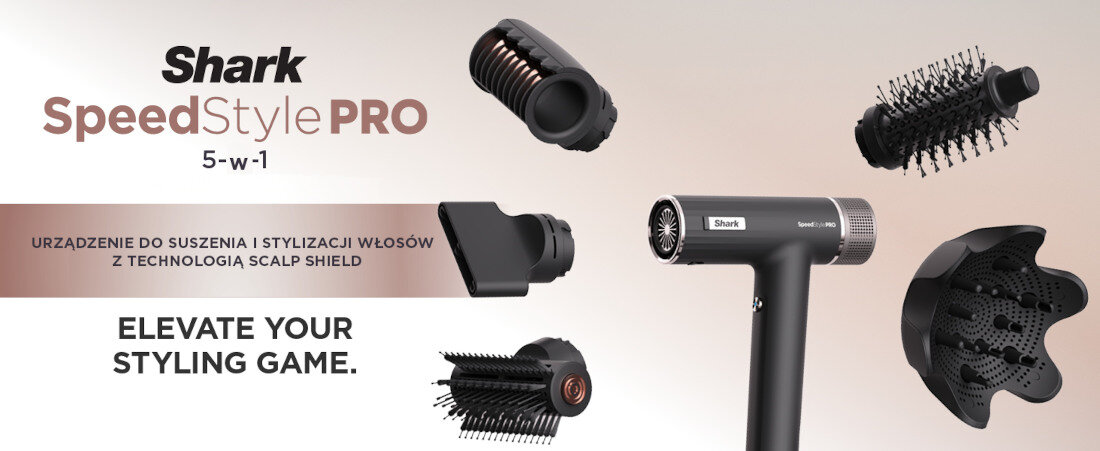 Suszarka SHARK HD752EU SpeedStyle Pro Czarny 1750W wygląd design prezentacja wizualizacja Wielofunkcyjne urządzenie