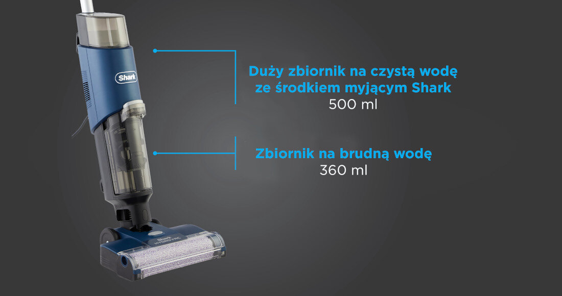 Odkurzacz SHARK HydroVac WD100EU Łatwe opróżnianie pojemników dwa zbiorniki czysta brudna woda opróżnianie