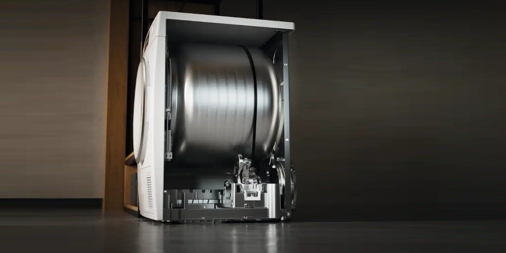 SUSZARKA MIELE TED645 WP wizualizacja bok wnętrze budowa wewnętrzna konstrukcja EcoSpeed pompa ciepła ekologia krótkie programy