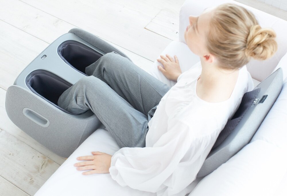 Masażer do stóp SYNCA Rei masaż stopy terapia tryby czas pracy pokrywa plecy nogi napięcie ból