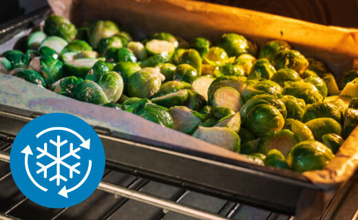 Rozmrażanie warzyw w piekarniku przy użyciu funkcji cyrkulacji powietrza.