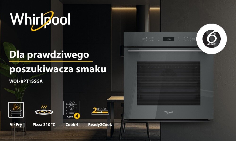 PIEKARNIK WHIRLPOOL WOI78PT1SSGA lifestyle baner top logo marka front zamknięty ikony infografika