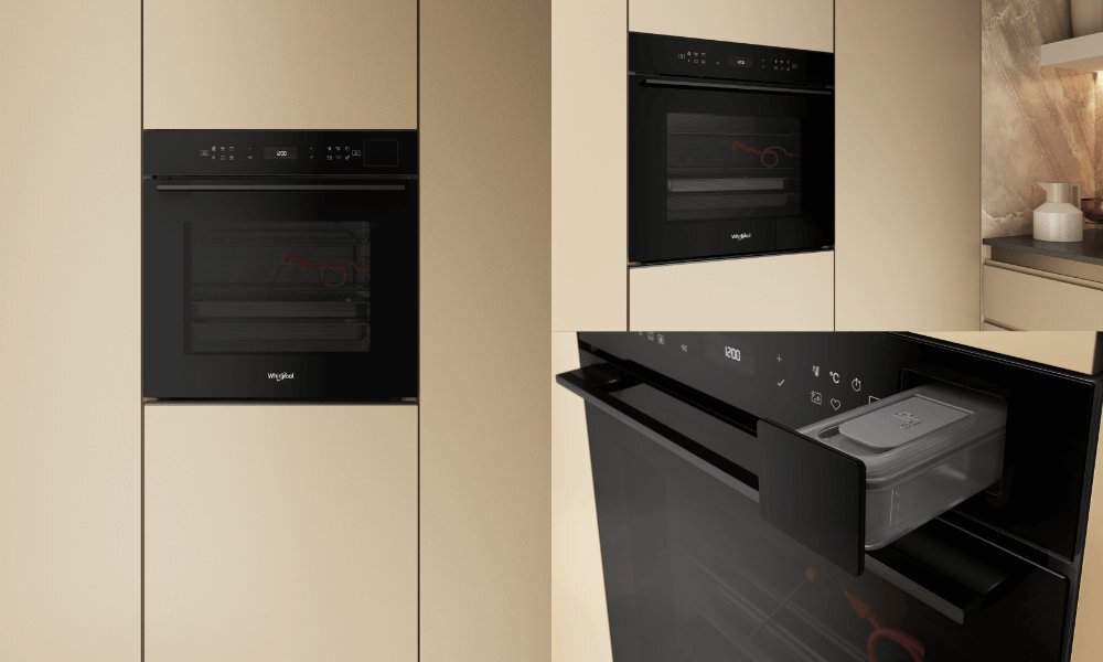 Piekarnik WHIRLPOOL WOI7P8FHT1SBA czarny inox elegancki kolor estetyczny wygląd funkcjonalność prowadnice teleskopowe bezpieczne łatwe wysuwanie Soft Closing ciche zamykanie