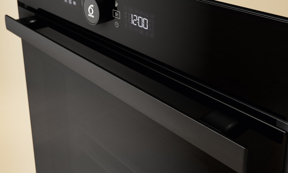 PIEKARNIK WHIRLPOOL WOI9A8PT2SBA lifestyle panel zbliżenie bok drzwi płynne i bezgłośne domykanie ciche bez trzaskania Soft Closing
