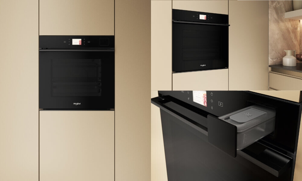 PIEKARNIK WHIRLPOOL WOI9A8PT2SBA lifestyle kuchnia urządzenia w kolorze czarnym szczegóły zbliżenia wyświetlacz panel sterowania wygoda komfort funkcje styl design