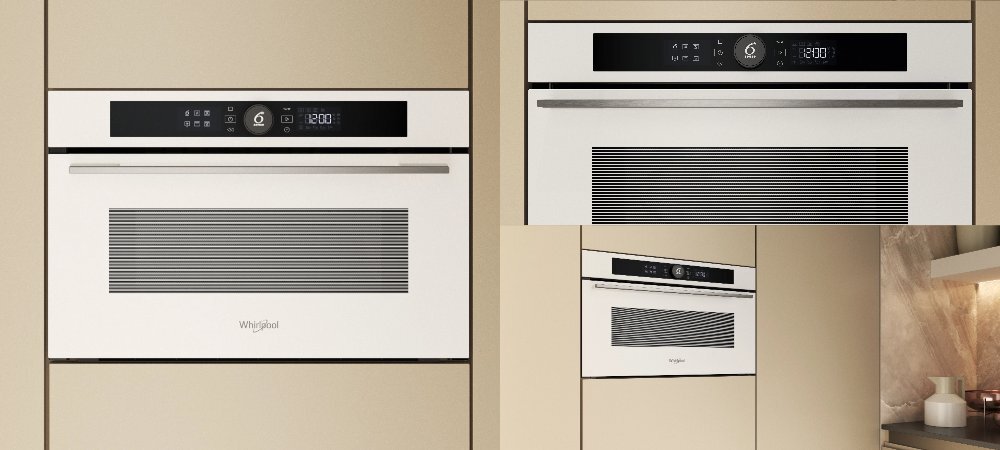 KUCHNIA MIKROFALOWA WHIRLPOOL WMD54MW lifestyle zbliżenie szczegóły elementy panel funkcje pokrętło wygląd zabudowa zamknięta kolekcja W Collection Kitchen Suite
