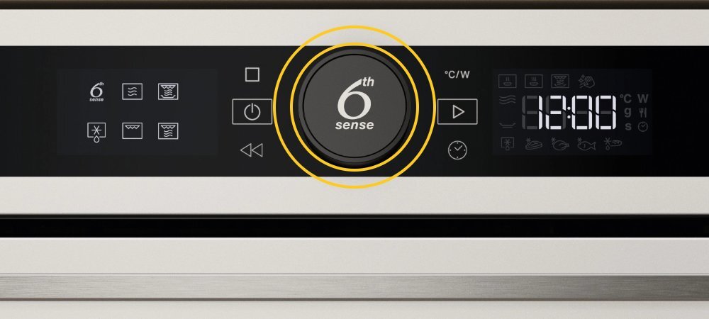 KUCHNIA MIKROFALOWA WHIRLPOOL WMD54MW lifestyle panel pokrętło programy funkcje wyświetlacz godzina Gotowanie z 6th Sense samoczyszczenie utrzymanie czystości grill rozmrażanie chrupiąca skórka szybko równomiernie bez szorowania