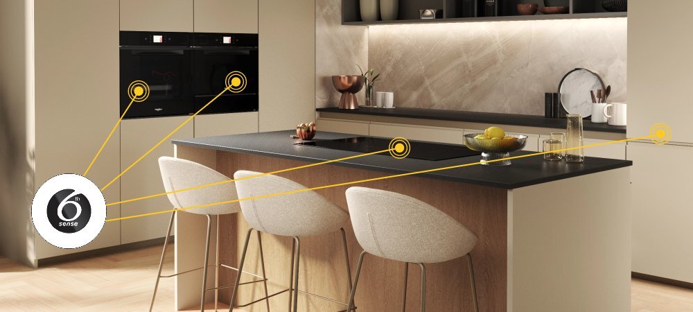 KUCHNIA MIKROFALOWA WHIRLPOOL WMD54MBG lifestyle kuchnia mikrofalowa elementy meble urządzenia AGD punkty piekarnik kuch Technologia 6. Zmysł automatyczne zarządzanie efekty bez wysiłku czujniki bez przypalenia niedopieczenia Inteligentne pokrętło