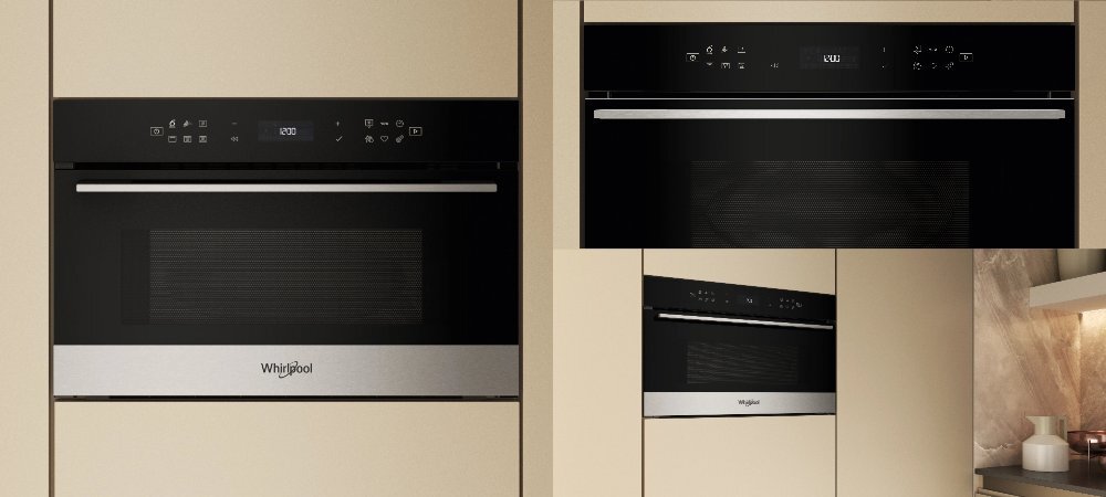 KUCHNIA MIKROFALOWA WHIRLPOOL WMD7O4TSG lifestyle zbliżenie szczegóły elementy panel funkcje pokrętło wygląd zabudowa zamknięta kolekcja W Collection Kitchen Suite