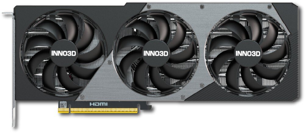 Karta graficzna INNO3D GeForce RTX 5070 Ti X3 OC 16GB Zbliżenie na rozbudowany układ chłodzenia, ukazujące szczegóły radiatora i systemu odprowadzania ciepła