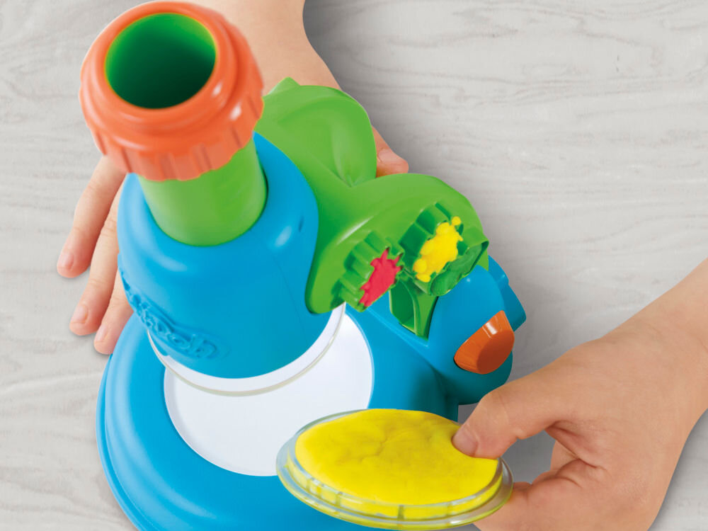 Ciastolina PLAY-DOH Light and look Microskope G04945L0 preparat na szkiełku pod mikroskopem pięć kolorów masy akcesoria preparaty karty z pomysłami
