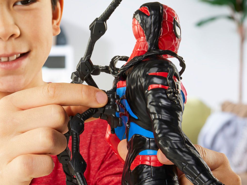 Figurka MARVERL Spider-man Venomversus Liquid Shifter G07285L0 zbliżenie na tył figurki mocowanie elementu 27 cm wysokości ruchoma głowa ruchome dłonie odgrywanie przygód sceny walki