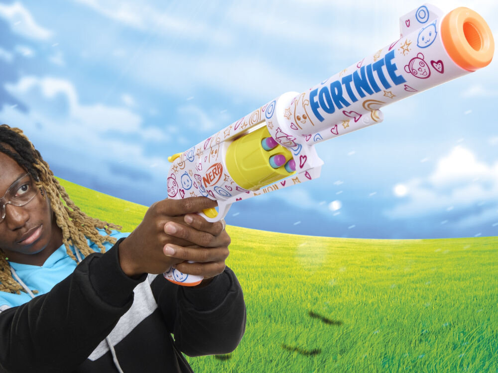 Wyrzutnia NERF Fortnite Frenz 4 Ever G1132EU4 zabawa na zewnątrz zabawa w ogrodzie na podwórku wspólna aktywność