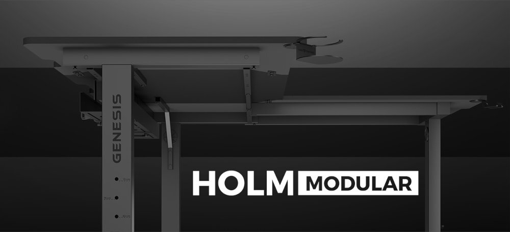 Zestaw do biurka gamingowego narożnego GENESIS Holm Modular przedstawiony od spodu 50 x 80 cm
