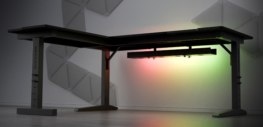 Zestaw do biurka gamingowego narożnego GENESIS Holm Modular zestaw narożny rozszerzalnym stelażem stałą częścią blatu wysoką jakość łatwy montaż