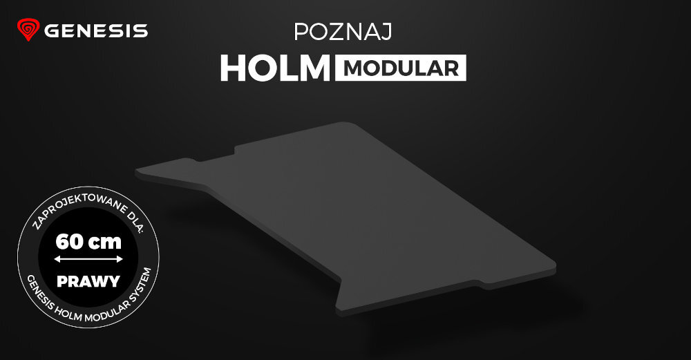 Blat boczny GENESIS Holm Modular 60 cm prawy w kolorze antracyt na czarnym tle