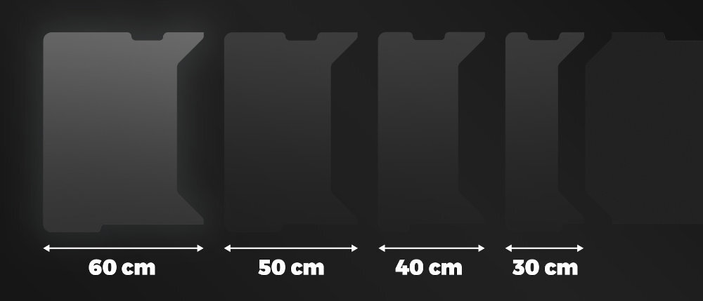 Blat boczny GENESIS Holm Modular różnym wariantom poszerzeń 30 cm, 40 cm, 50 cm i 60 cm pełnej kompatybilności łatwy montaż stabilność konstrukcji