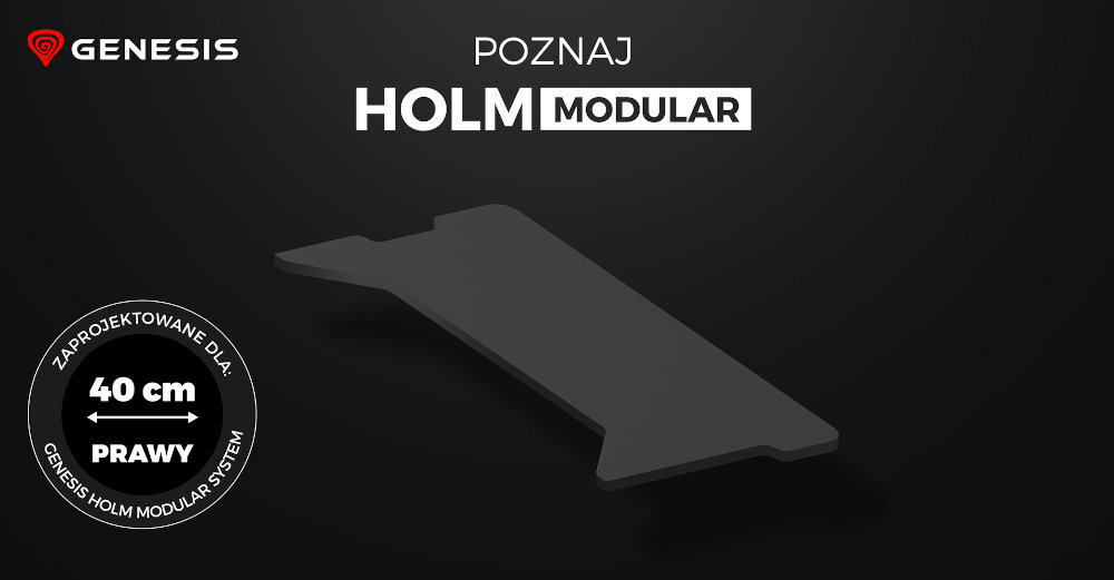 Blat boczny GENESIS Holm Modular 40 cm prawy w kolorze antracyt na czarnym tle