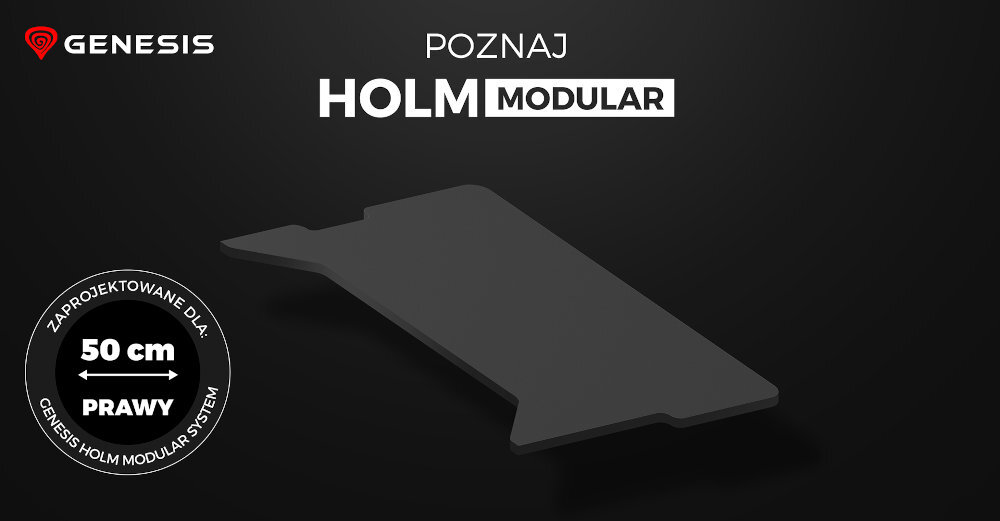Blat boczny GENESIS Holm Modular 50 cm prawy w kolorze antracyt na czarnym tle