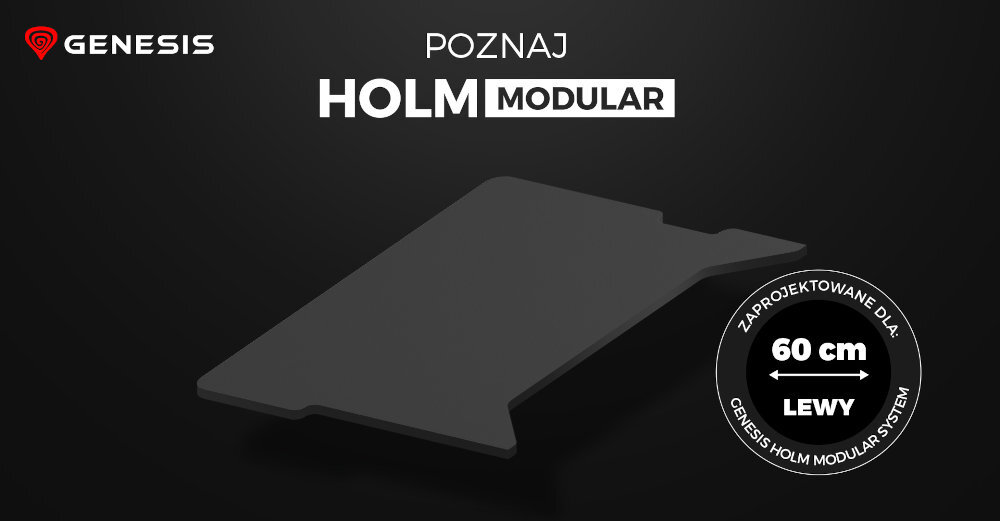 Blat boczny GENESIS Holm Modular 60 cm lewy w kolorze antracyt na czarnym tle