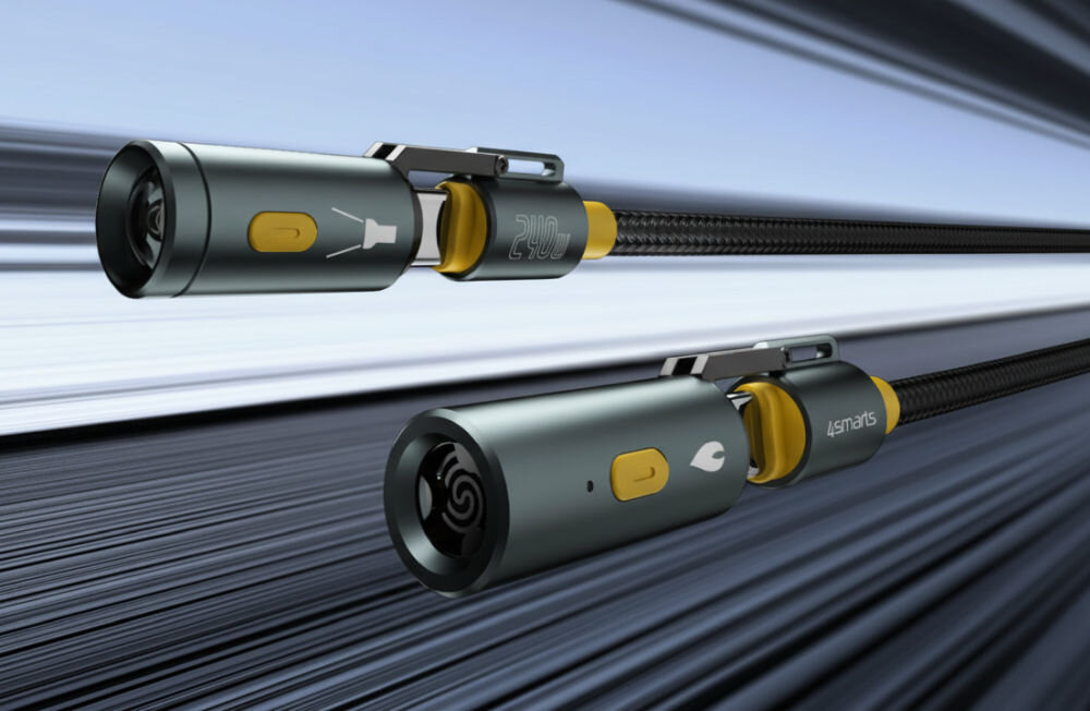 Kabel USB-C 4SMARTS Explorer 3in1 240W 1.5m Czarny zestaw akcesoriów 3w1