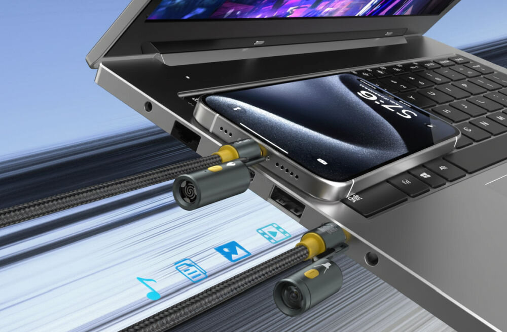 Kabel USB-C 4SMARTS Explorer 3in1 240W 1.5m Czarny 240W szybkie ładowanie 480Mbit/s transfer danych, zastepuje wiele kabli